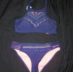 Heat blue and orange bikini set